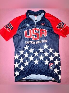CUORE USA Cycling National Team Jersey Men's Small S Stars Stripes Volkswagen